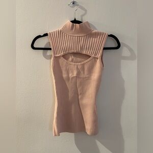 Bailey 44 Ribbed Cutout Turtleneck Tank - Soft Pink
